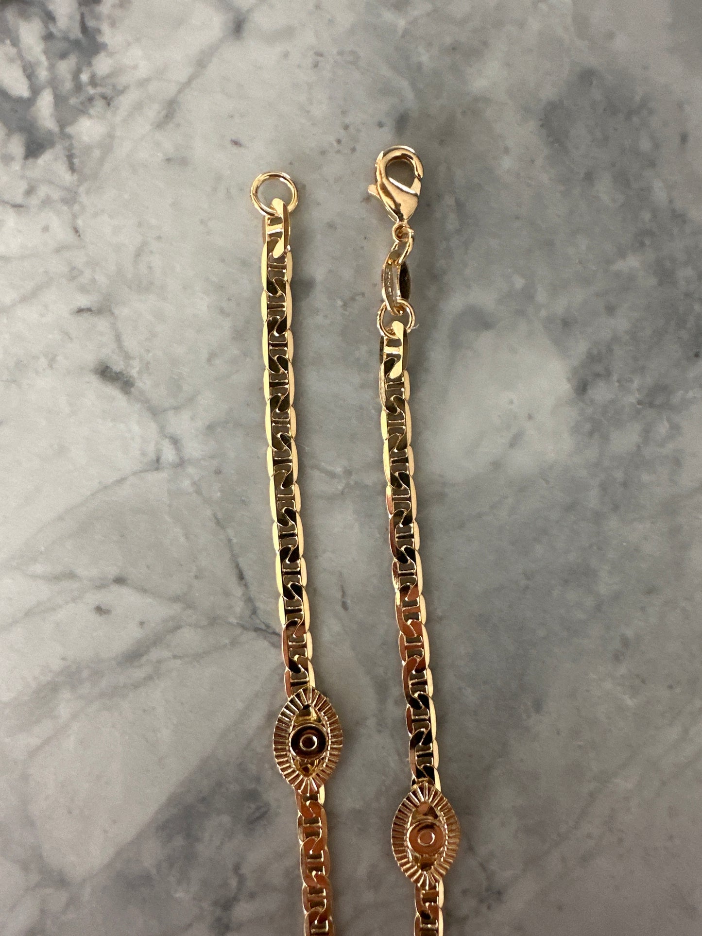 Evil Eye Mariner Link Anklet Gold
