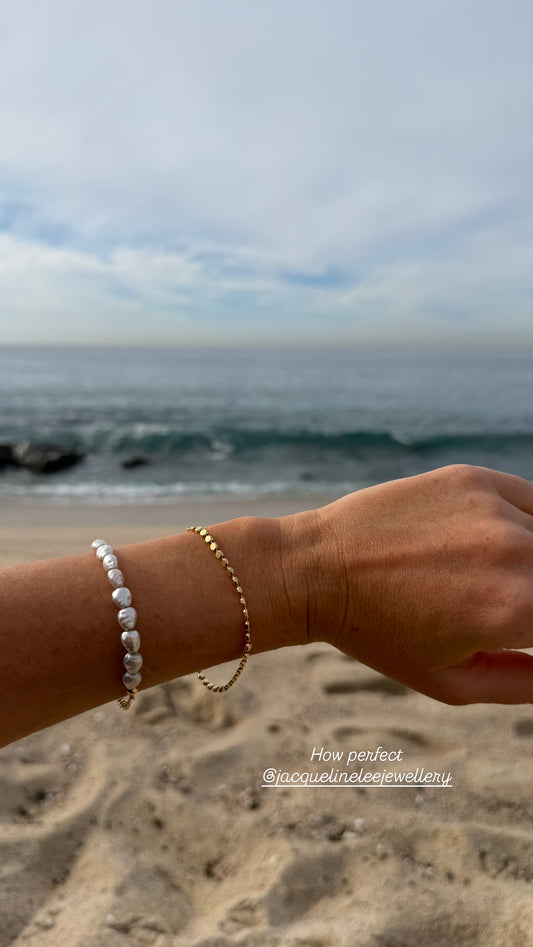 Flat Circle Chain Bracelet Gold