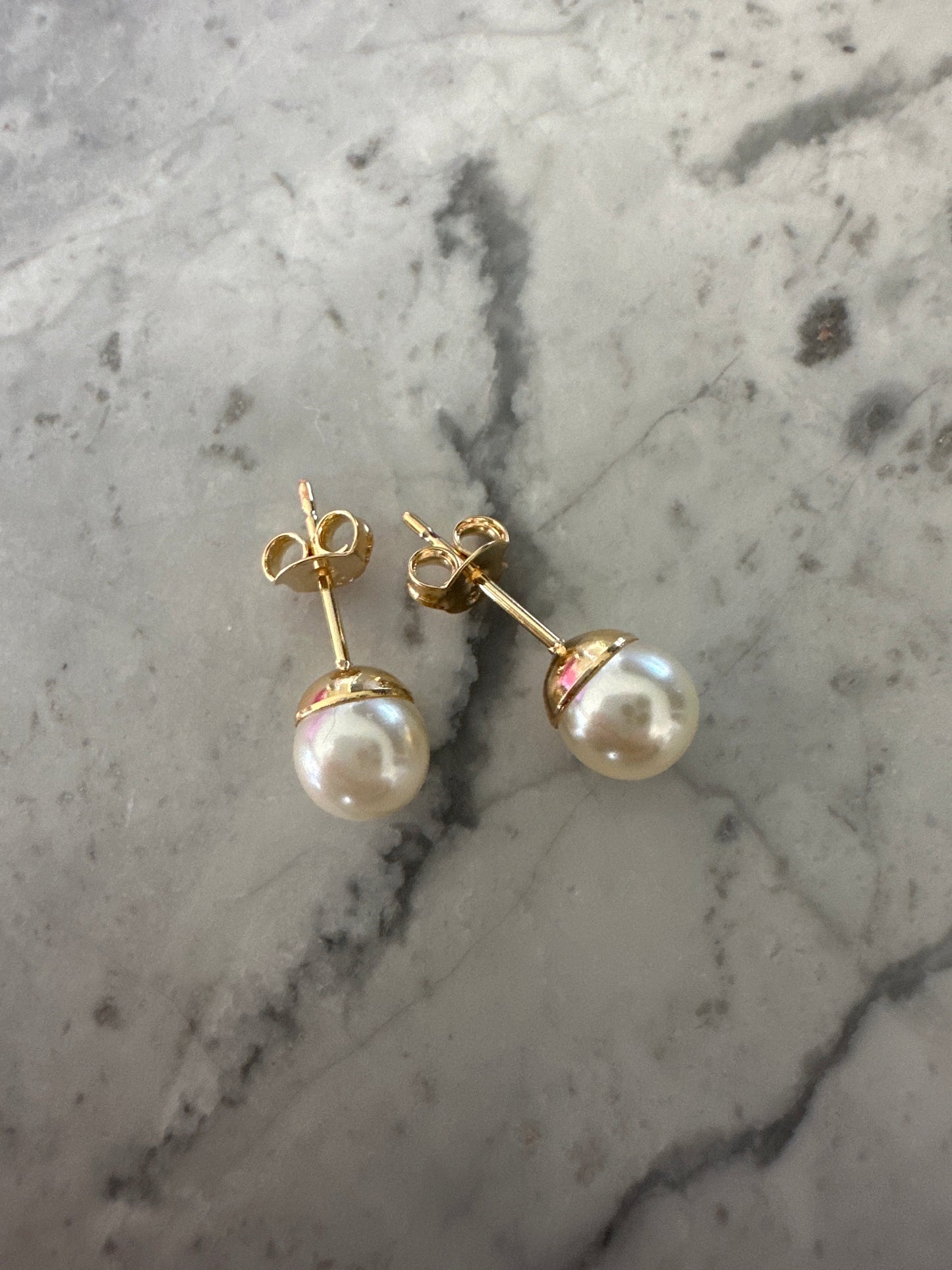 Pearl Gold Stud Earrings