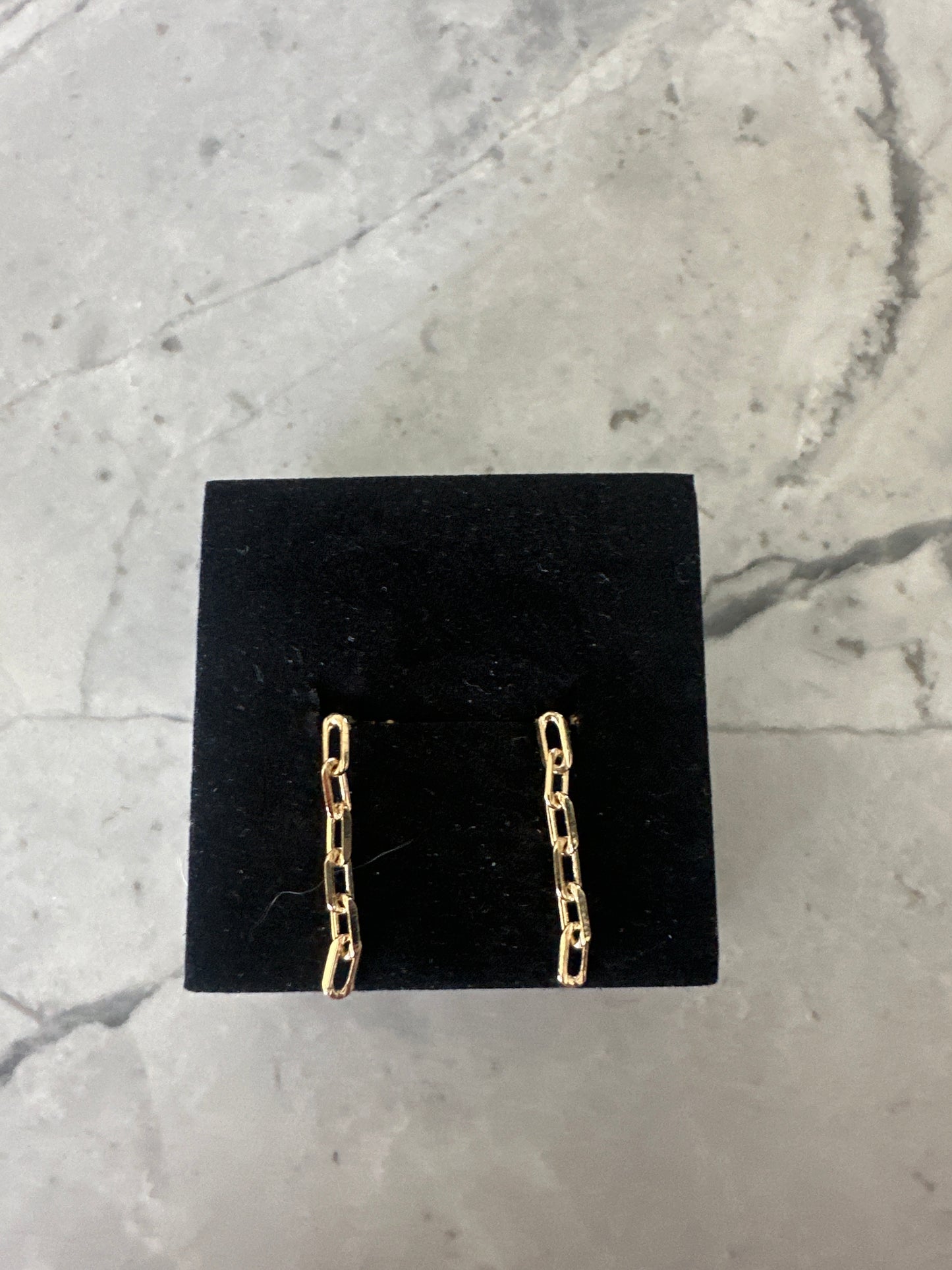 Paperclip Stud Earrings Gold