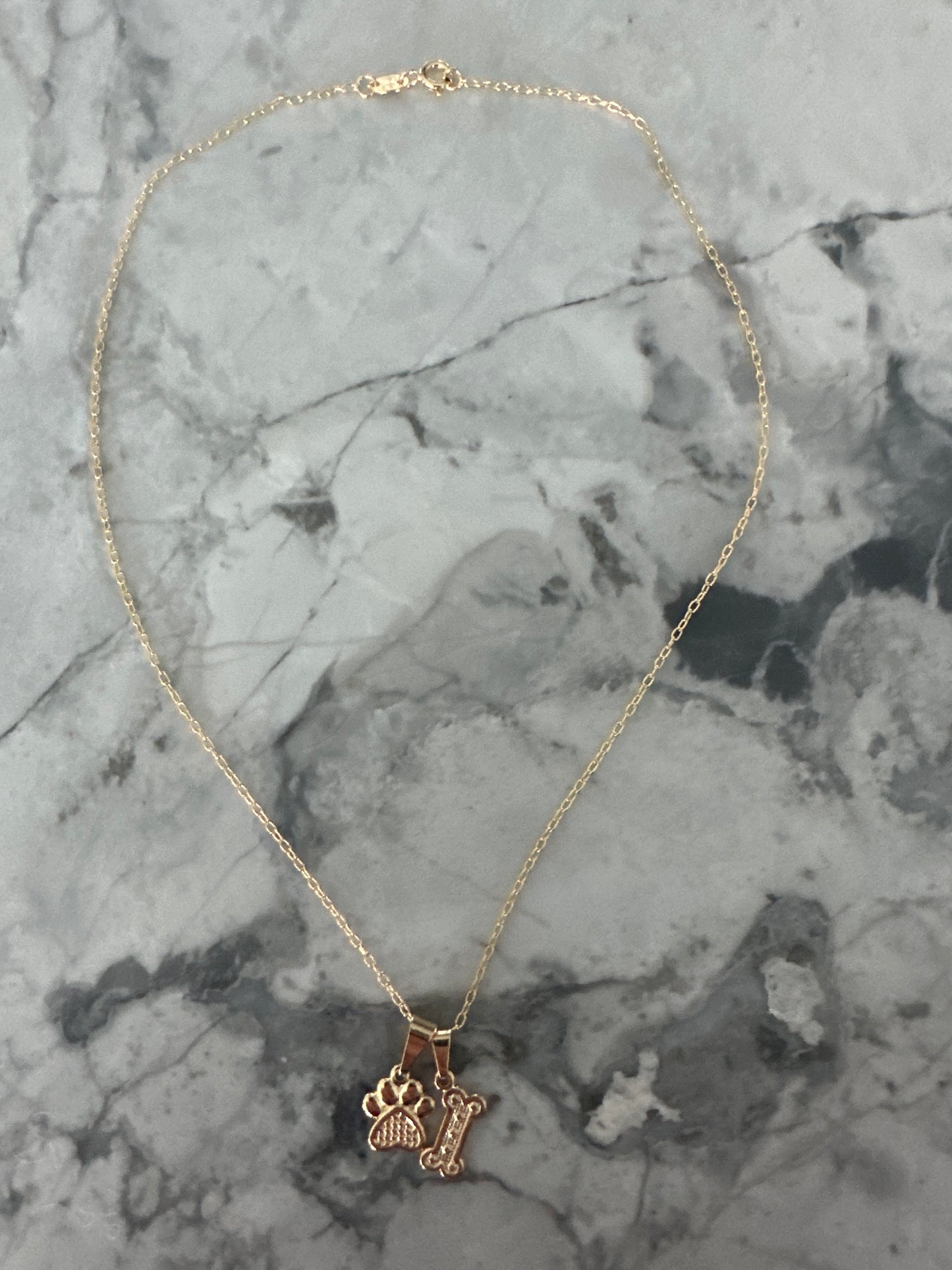 Paw & Bone Puppy Charm Necklace - Sample Sale