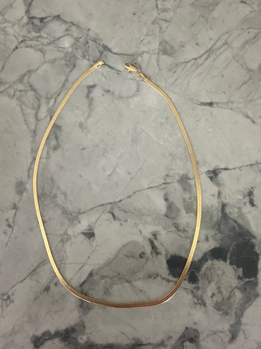 3mm Herringbone Stackable Gold Chain Necklace