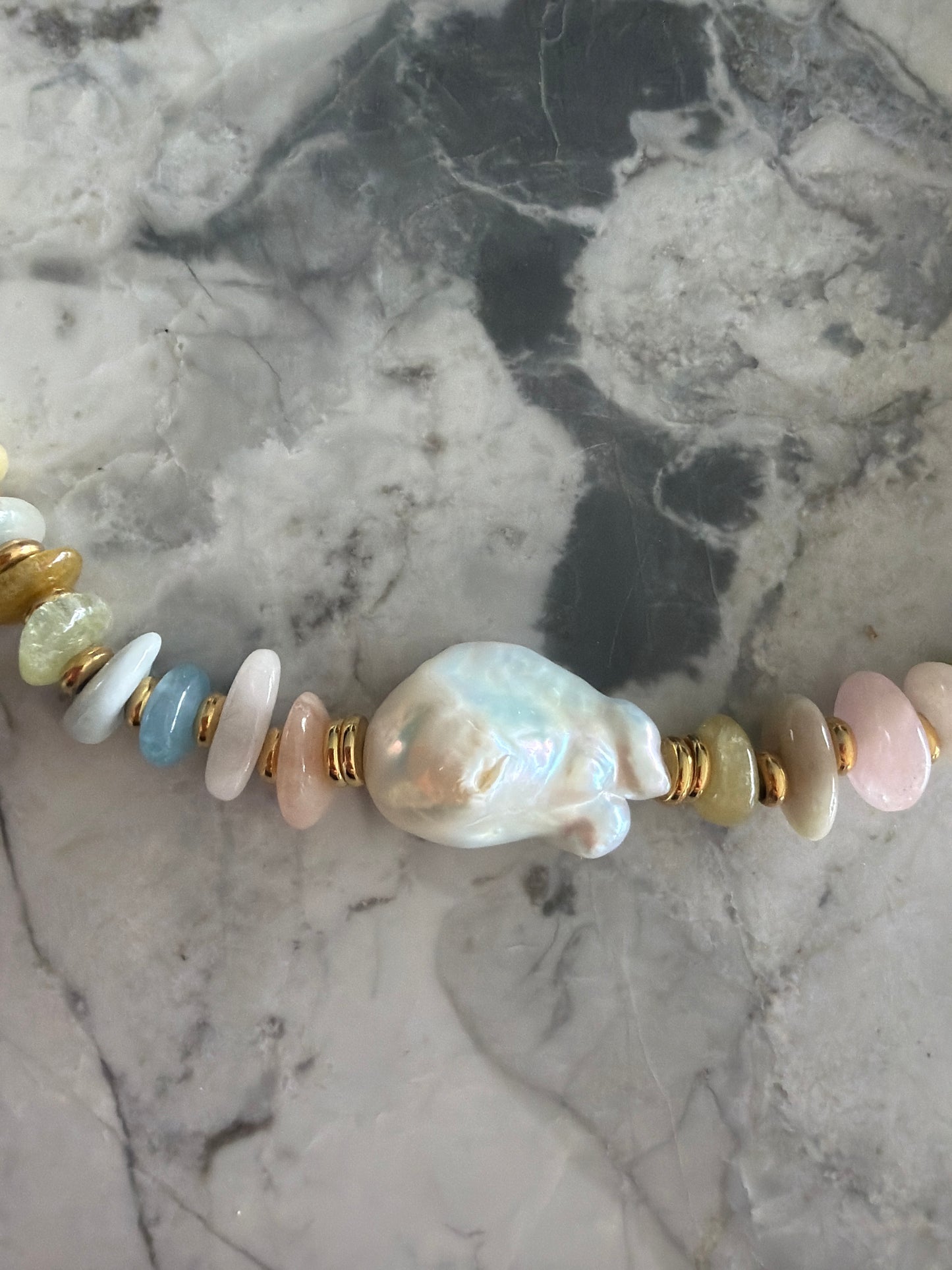 Natural Stone Baroque Pearl Necklace - 18K Gold PRE-ORDER