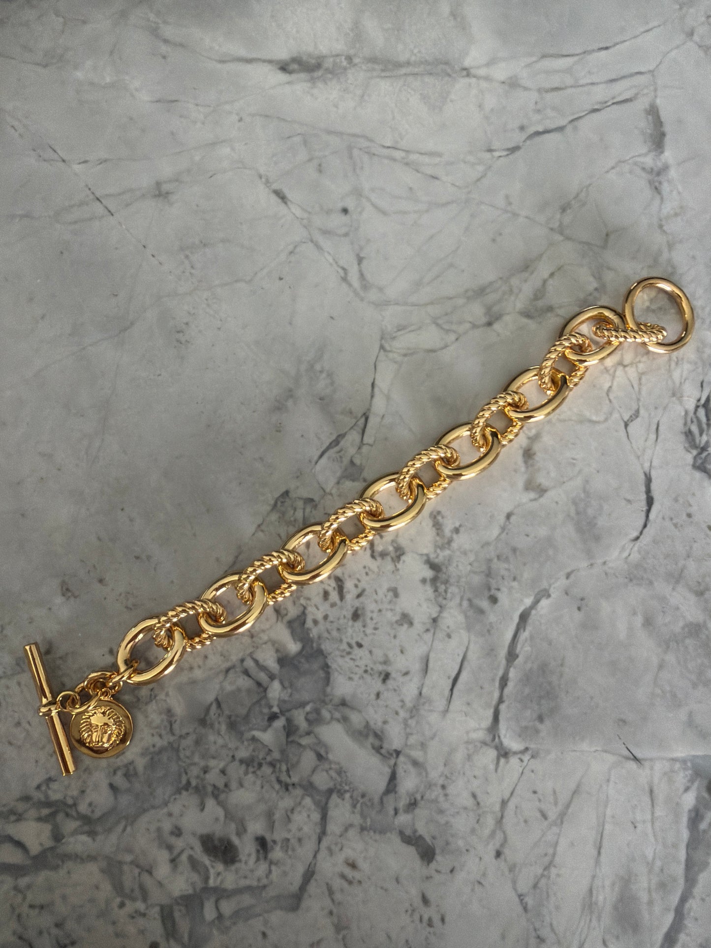 Statement 18K Gold Emblem Bracelet