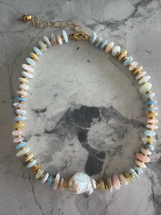 Natural Stone Baroque Pearl Necklace - 18K Gold PRE-ORDER