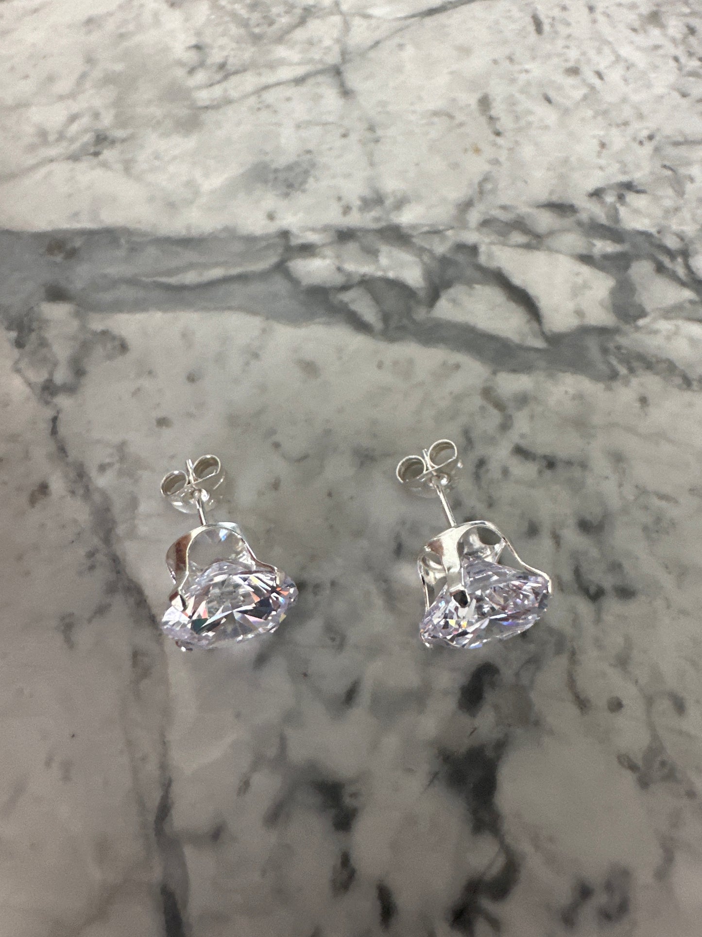 Giant Zircon Stud Earrings Silver (10mm)