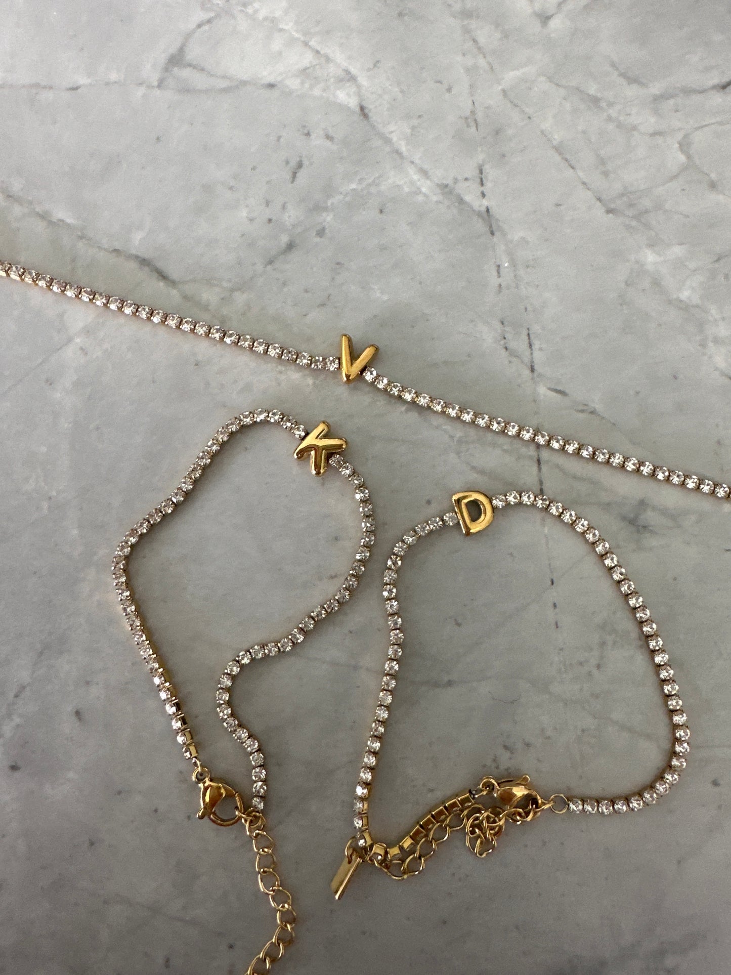 Custom Alphabet Zircon Micro-Letter Bracelet Gold (Archive Sale)