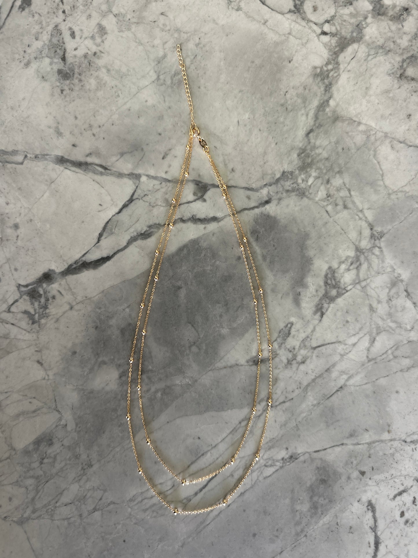 Double chain bead accent necklace