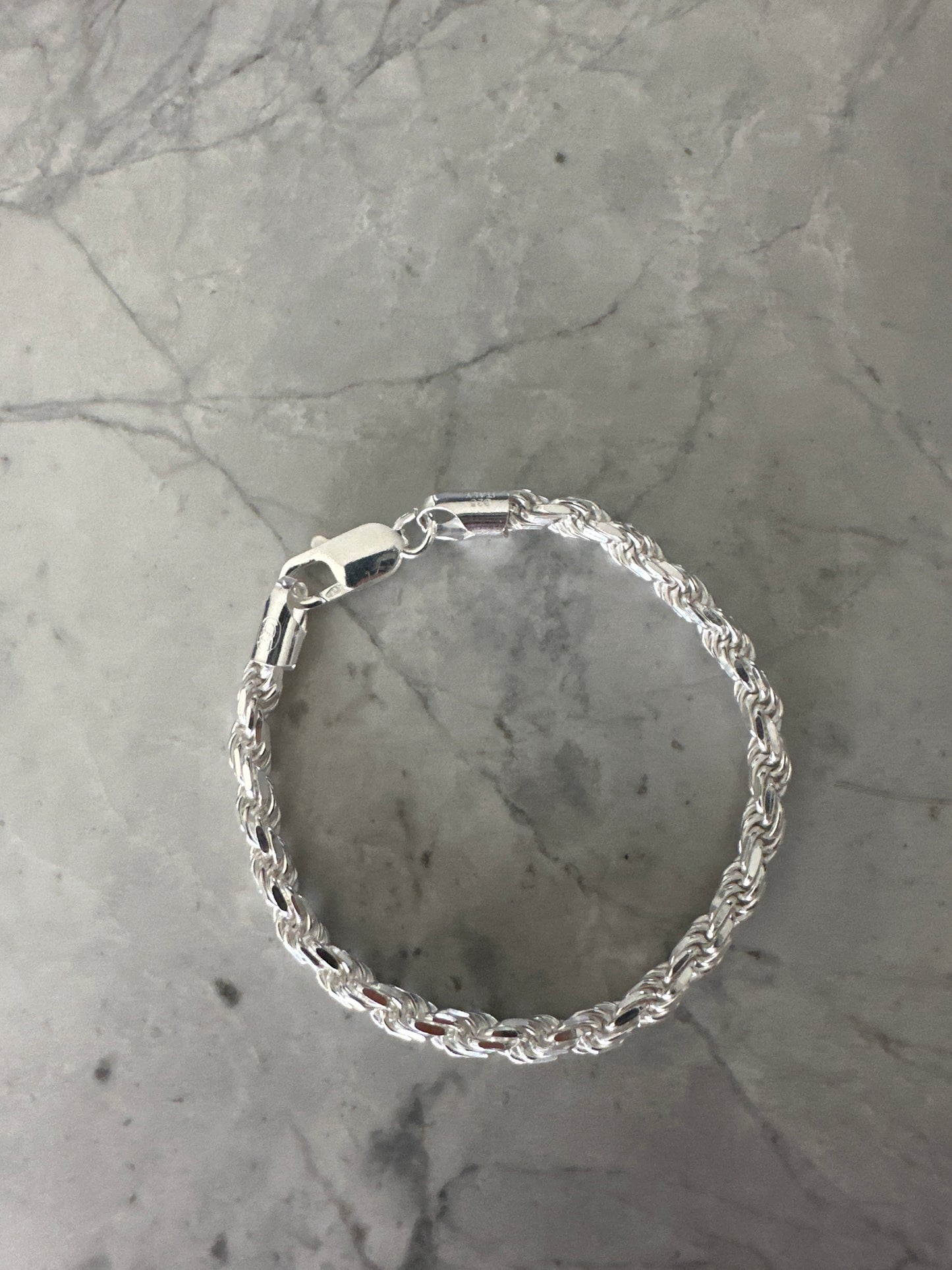 Chunky Rope Tie Chain Bracelet Silver