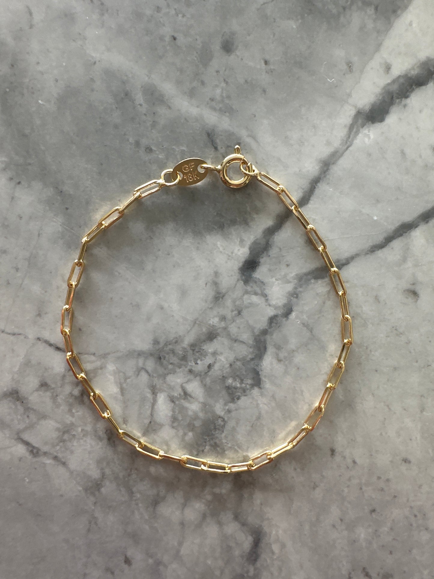 Small Wrist Paperclip Bracelet Gold
