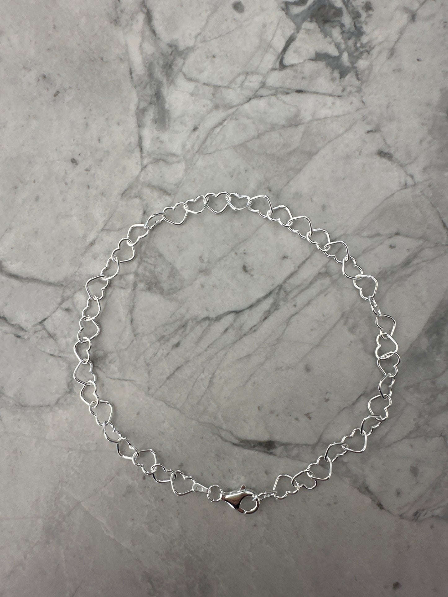 Heart Links Silver Anklet