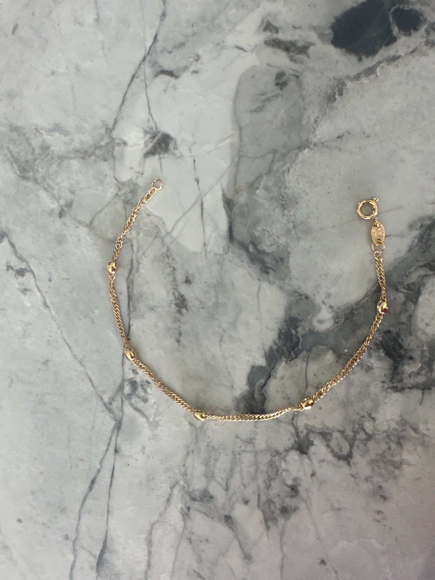 Dainty Bead Accent Stackable Gold Bracelet