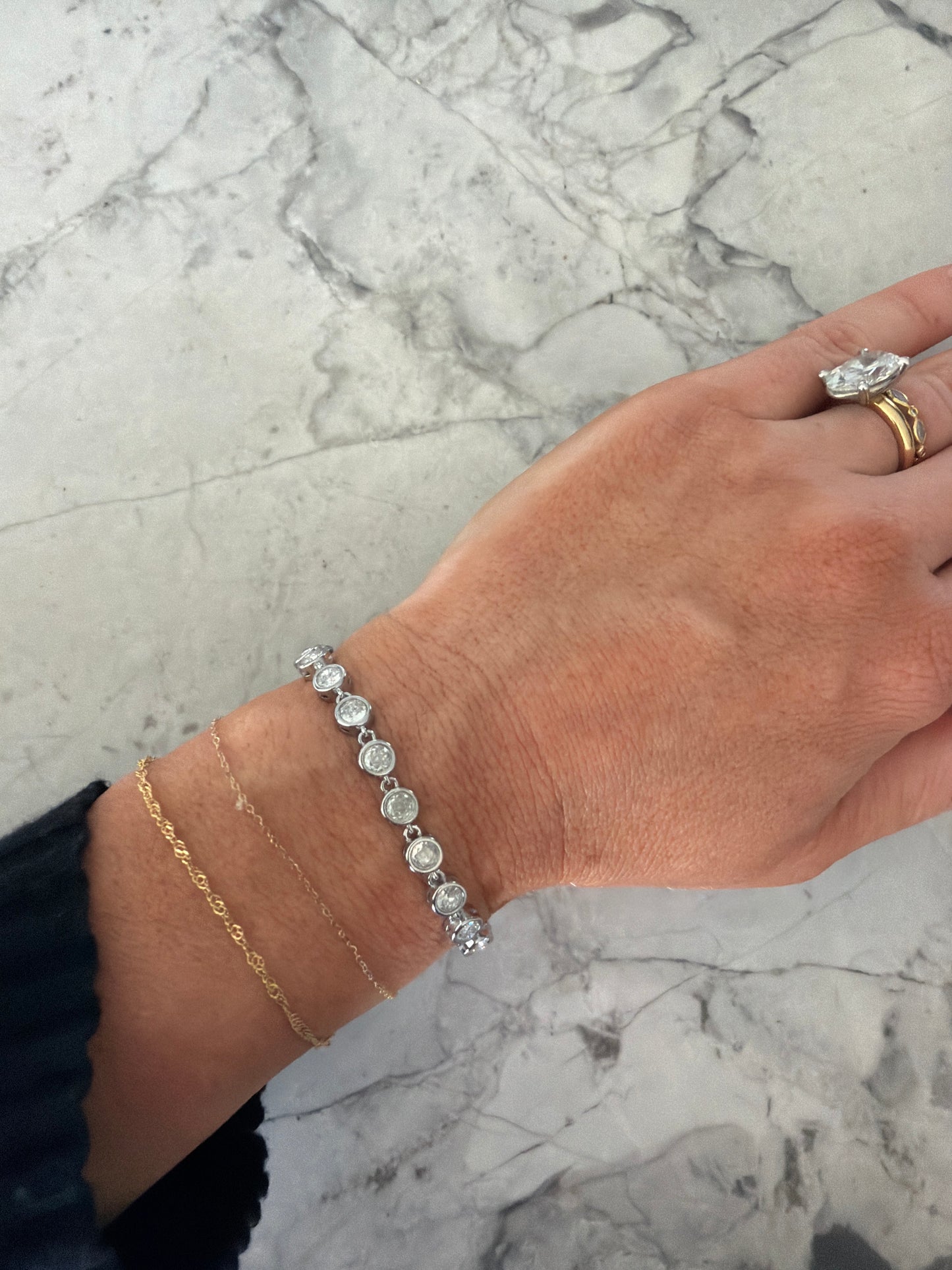 Shanelle Vintage Style Bezel Bracelet | 18k Gold-Coated - Sale
