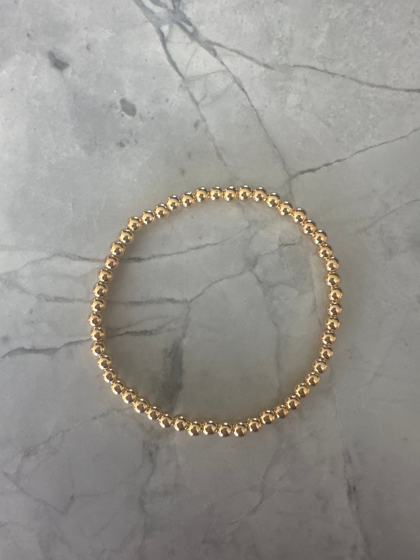 Small Stackable Balls Beaded Stretch Gold Bracelet