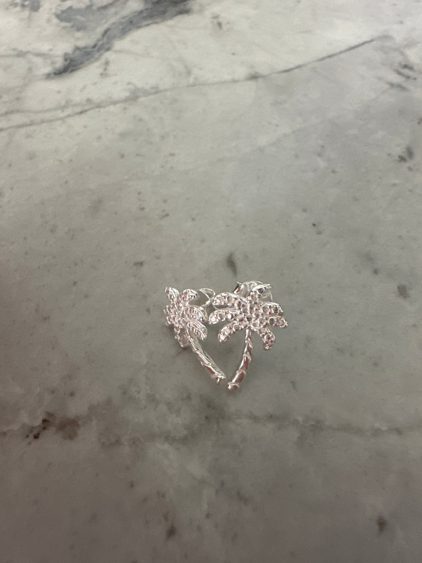 Palm Tree Stud Earrings Silver