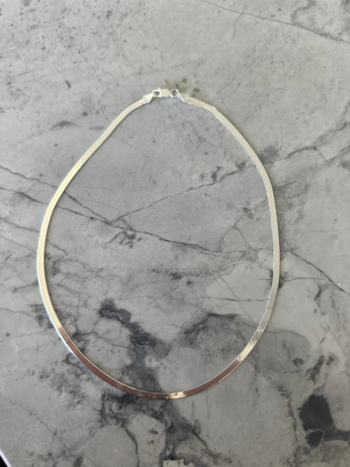 Herringbone Stackable Chain Silver Necklace