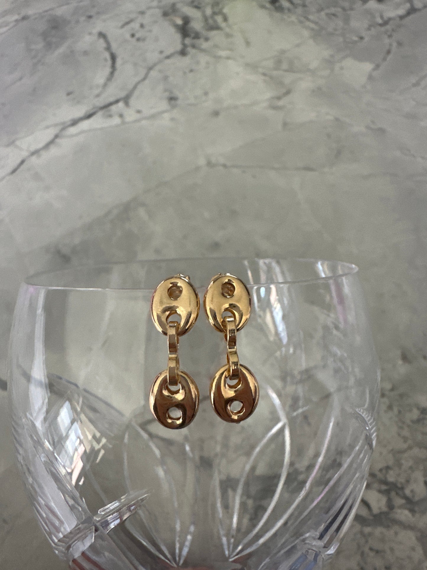 Button Drop Gold Earrings