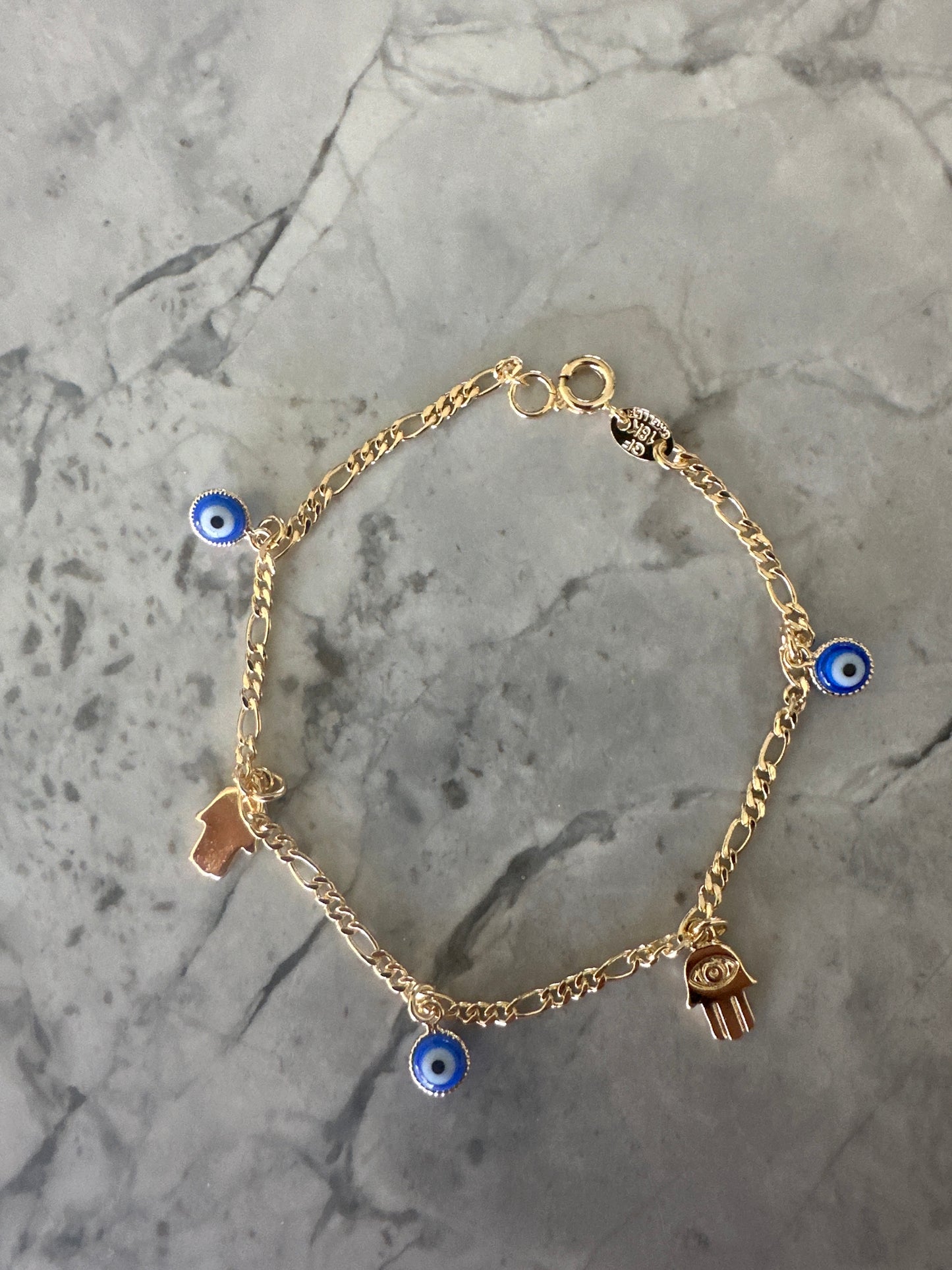 Eye Accent Chain Charm Bracelet Gold