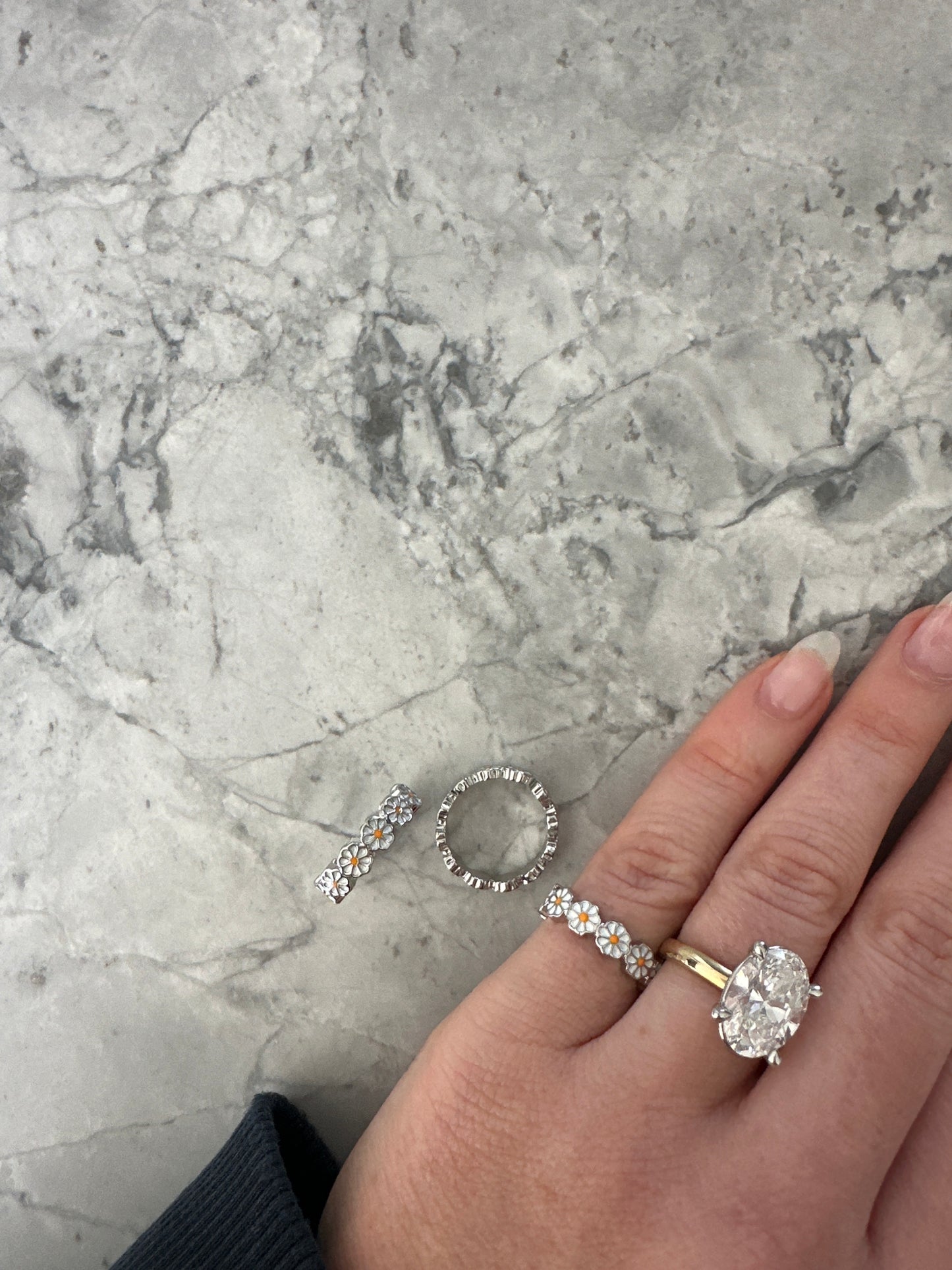 Daisy Pinky Ring Silver