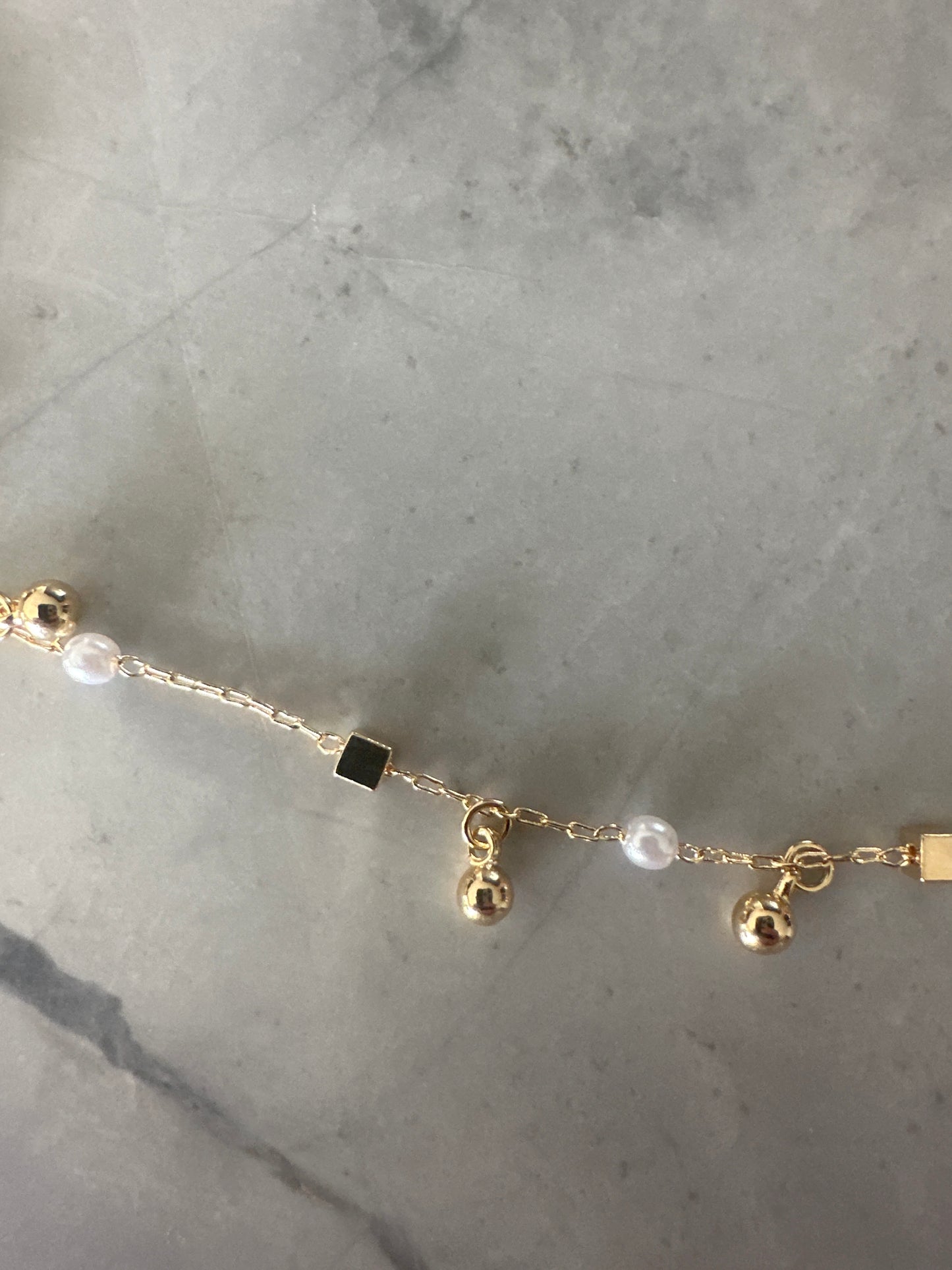 Pearl Charm Cube Necklace