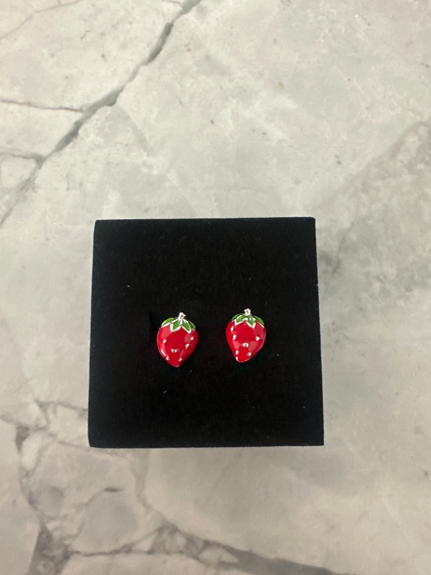 Strawberries Silver Stud Earrings