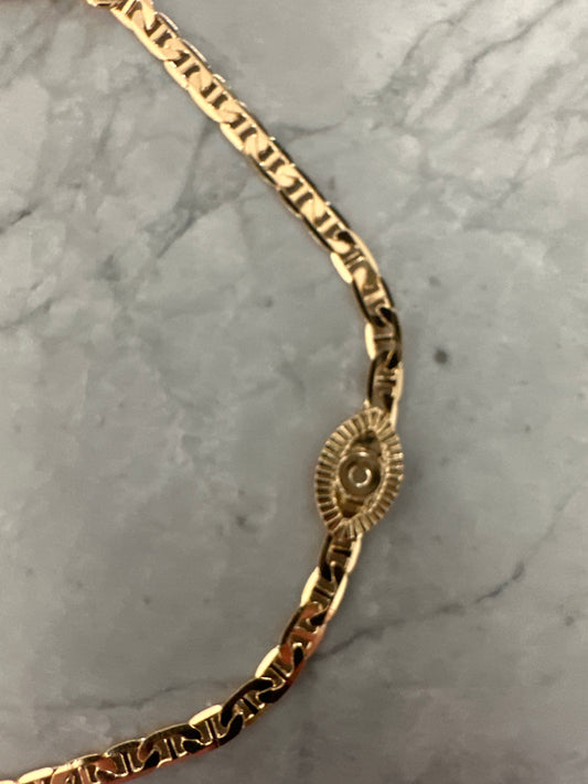 Evil Eye Mariner Link Anklet Gold
