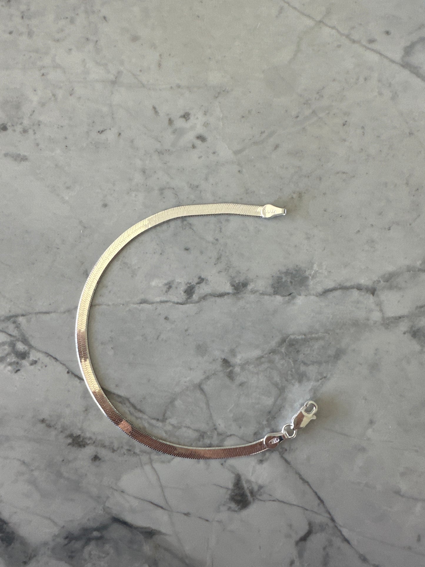 Thick Herringbone Stackable Bracelet Silver