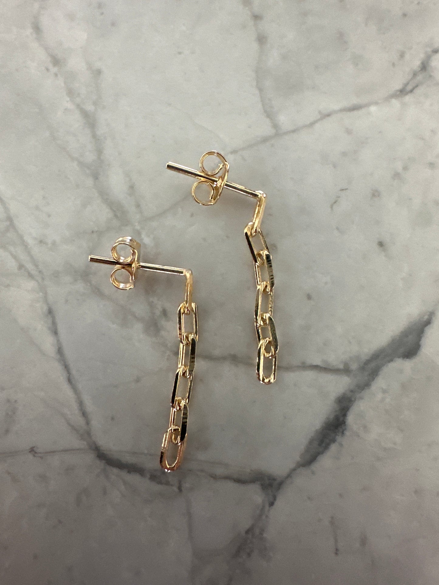 Paperclip Stud Earrings Gold