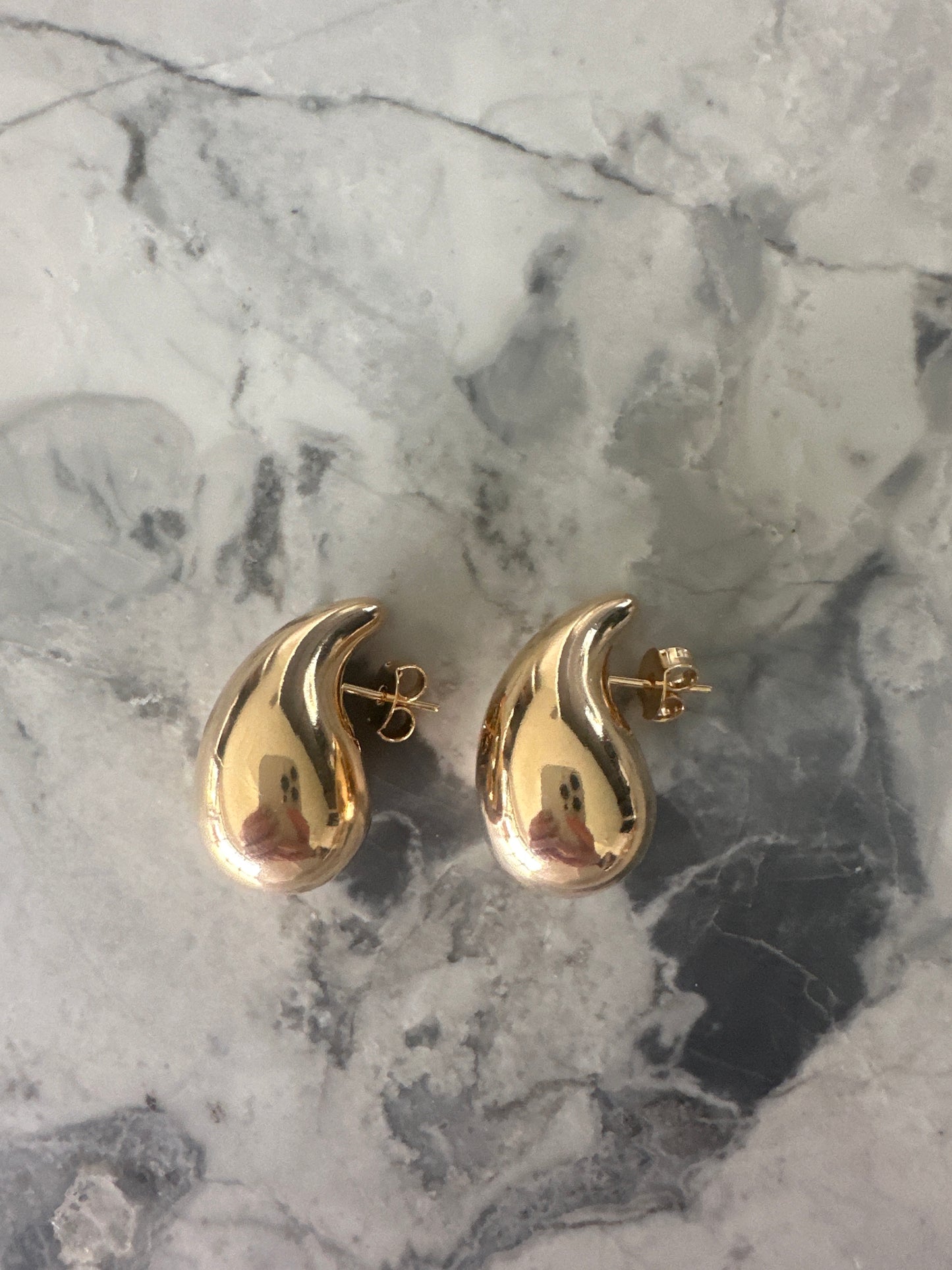 Chunky Tear Drop Gold Earrings