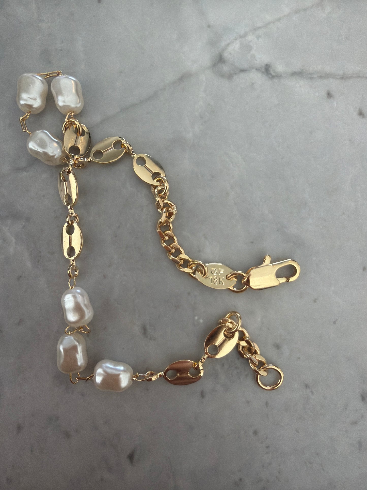 Pearl Gold Stackable Bracelet 18k Golf Filled
