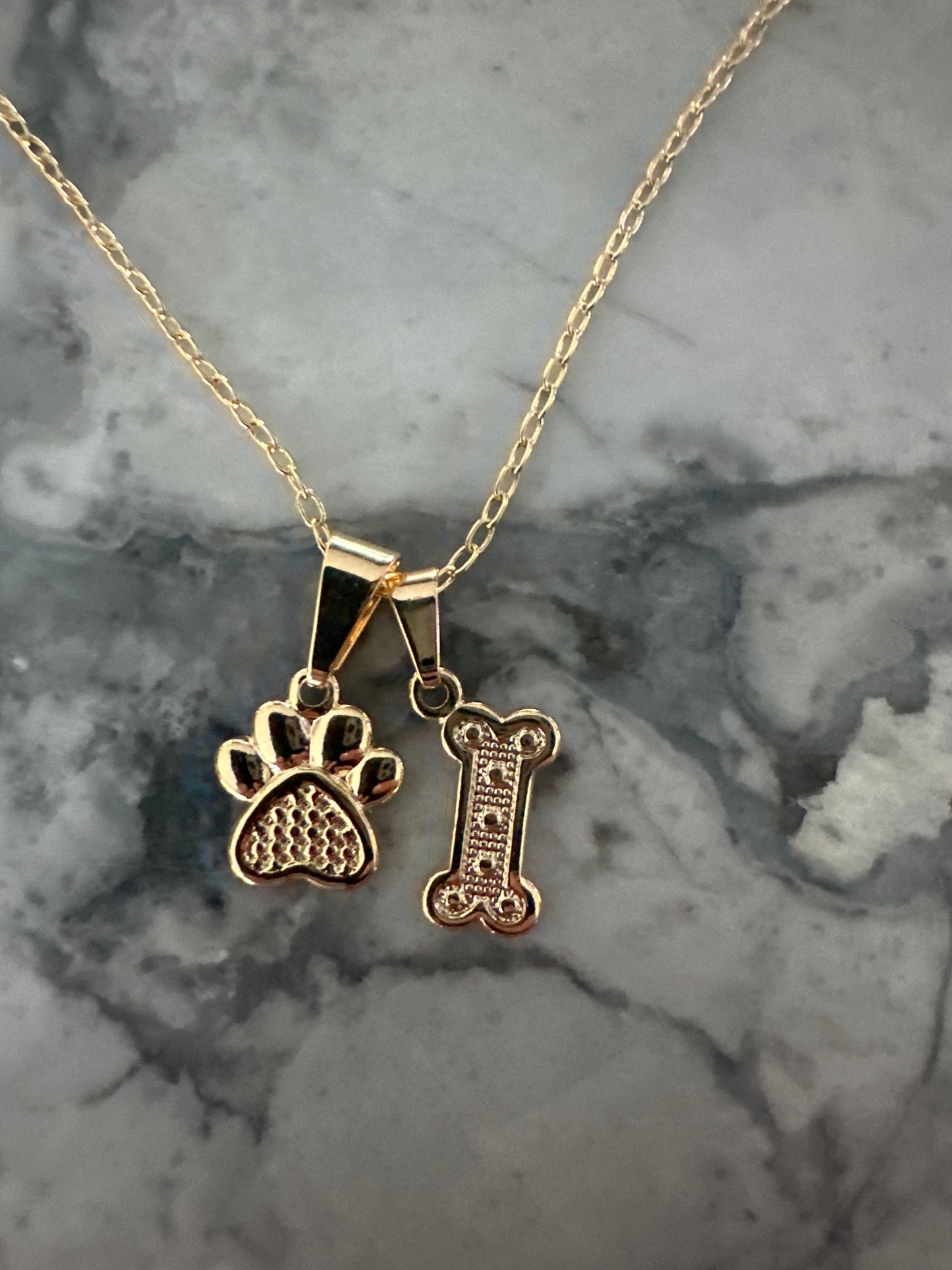 Paw & Bone Puppy Charm Necklace - Sample Sale
