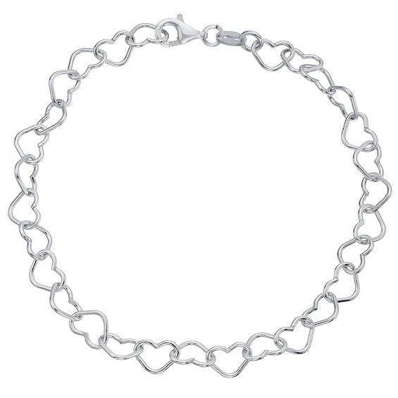 Heart Links Bracelet Silver