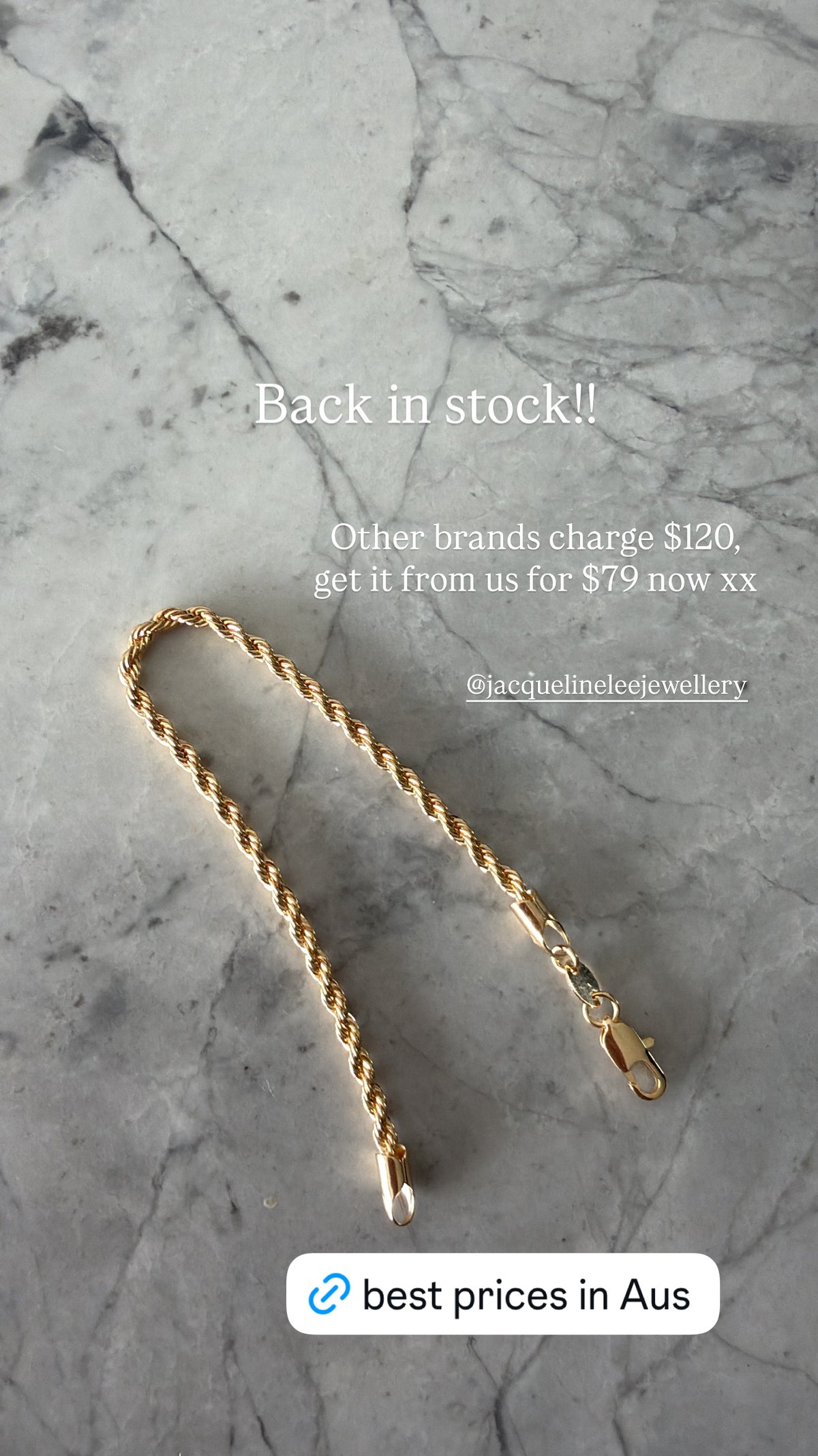 Thick Rope Tie Bracelet Gold
