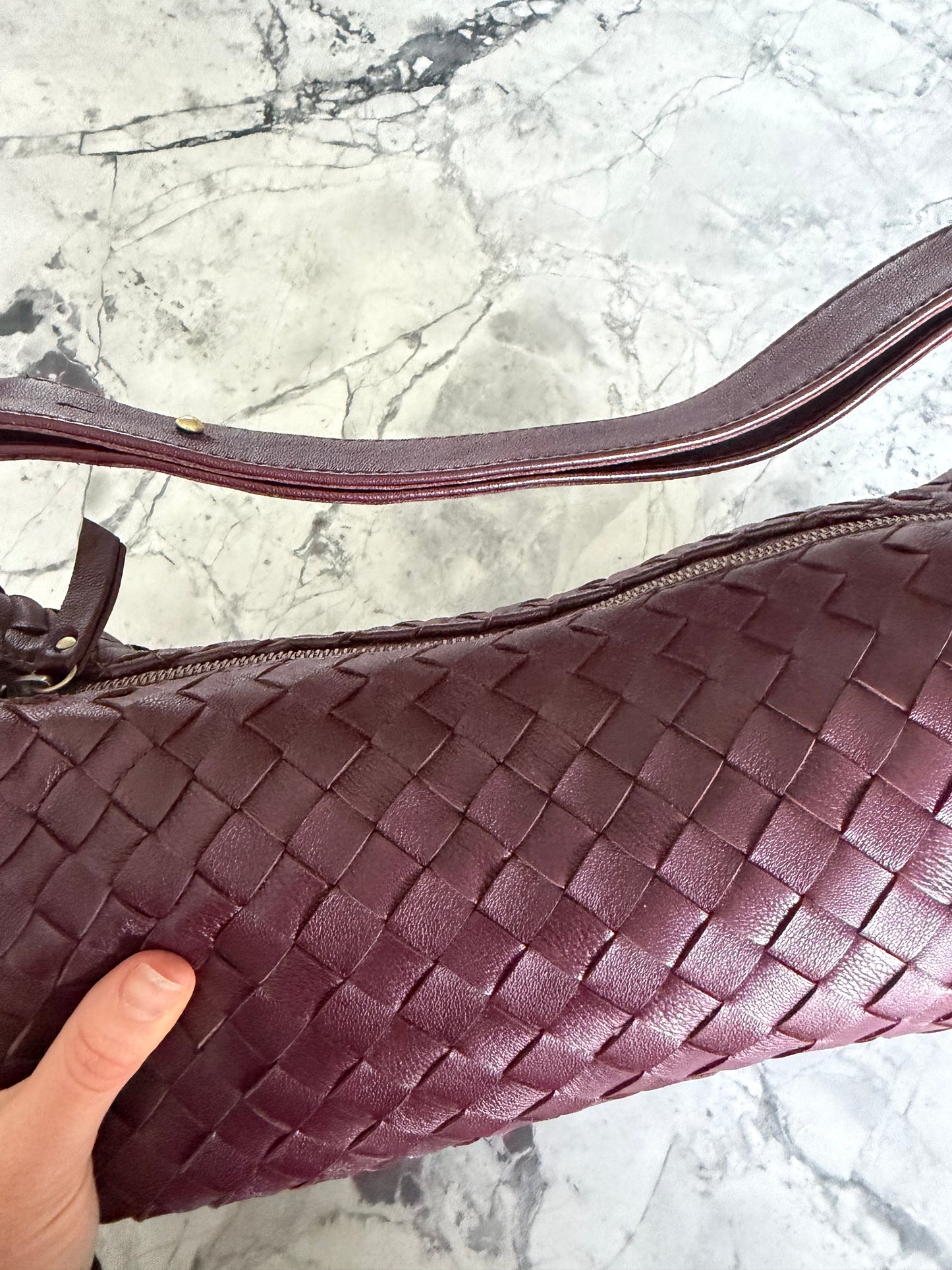 Arabella Deep Burgundy Leather East West Weave Bag