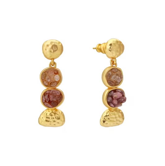Elegant Semi-Precious Stone Drop Earrings — 18k Gold PRE ORDER