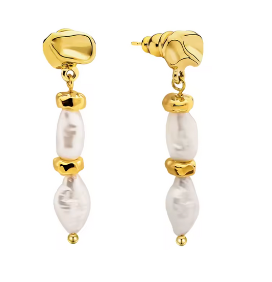 Arial Natural Pearl Drop Earrings — 18K Gold