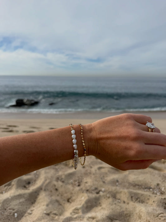 Rachel Pearl Figaro Bracelet | 18k Gold-Filled