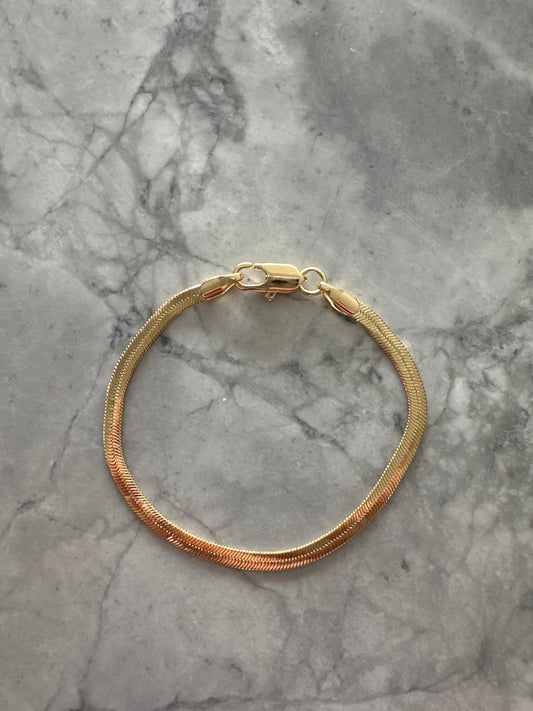 Small Wrist Herringbone Bracelet Gold