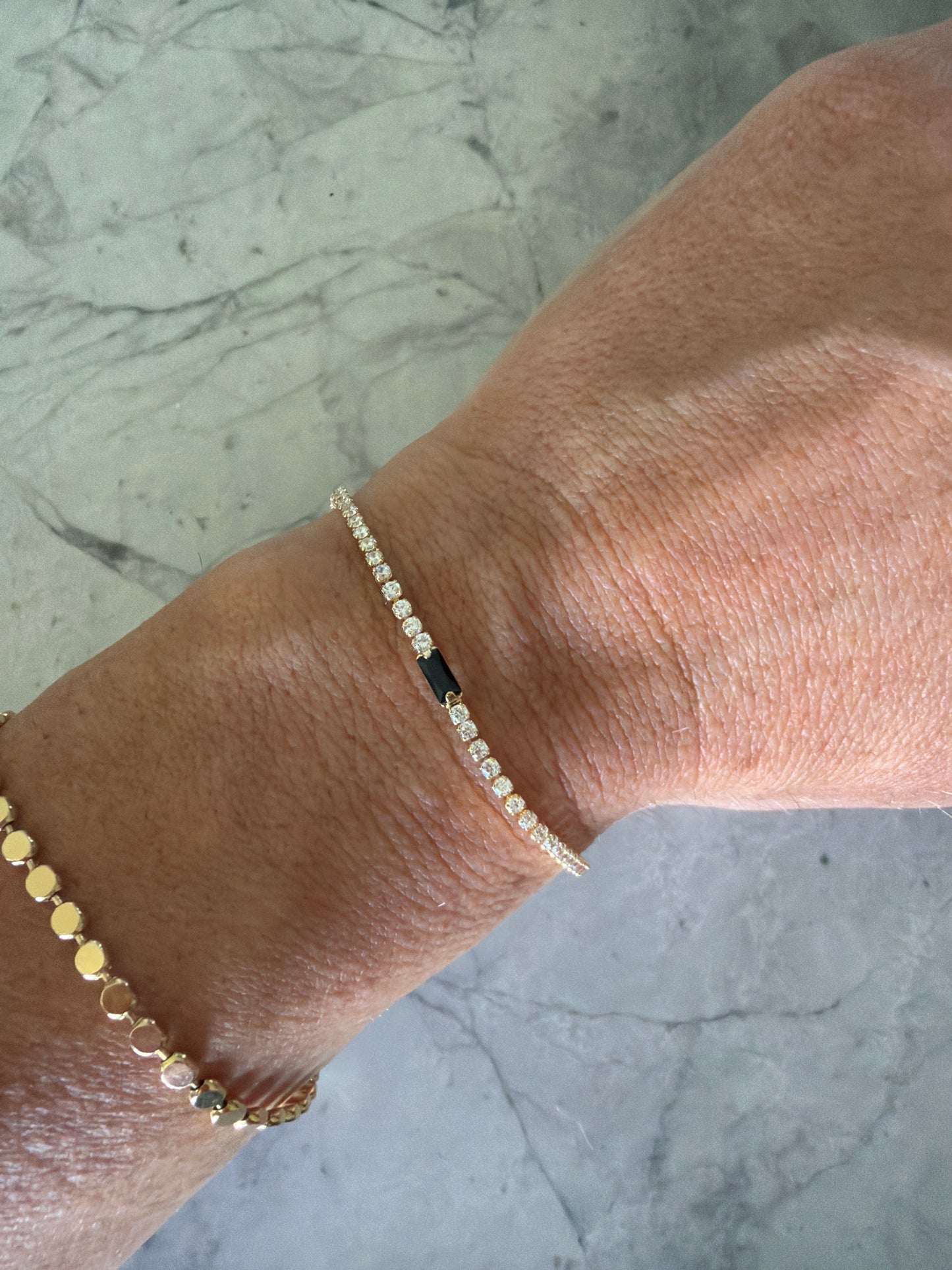 Tennis Bracelet 18k gold filled with Black Gem