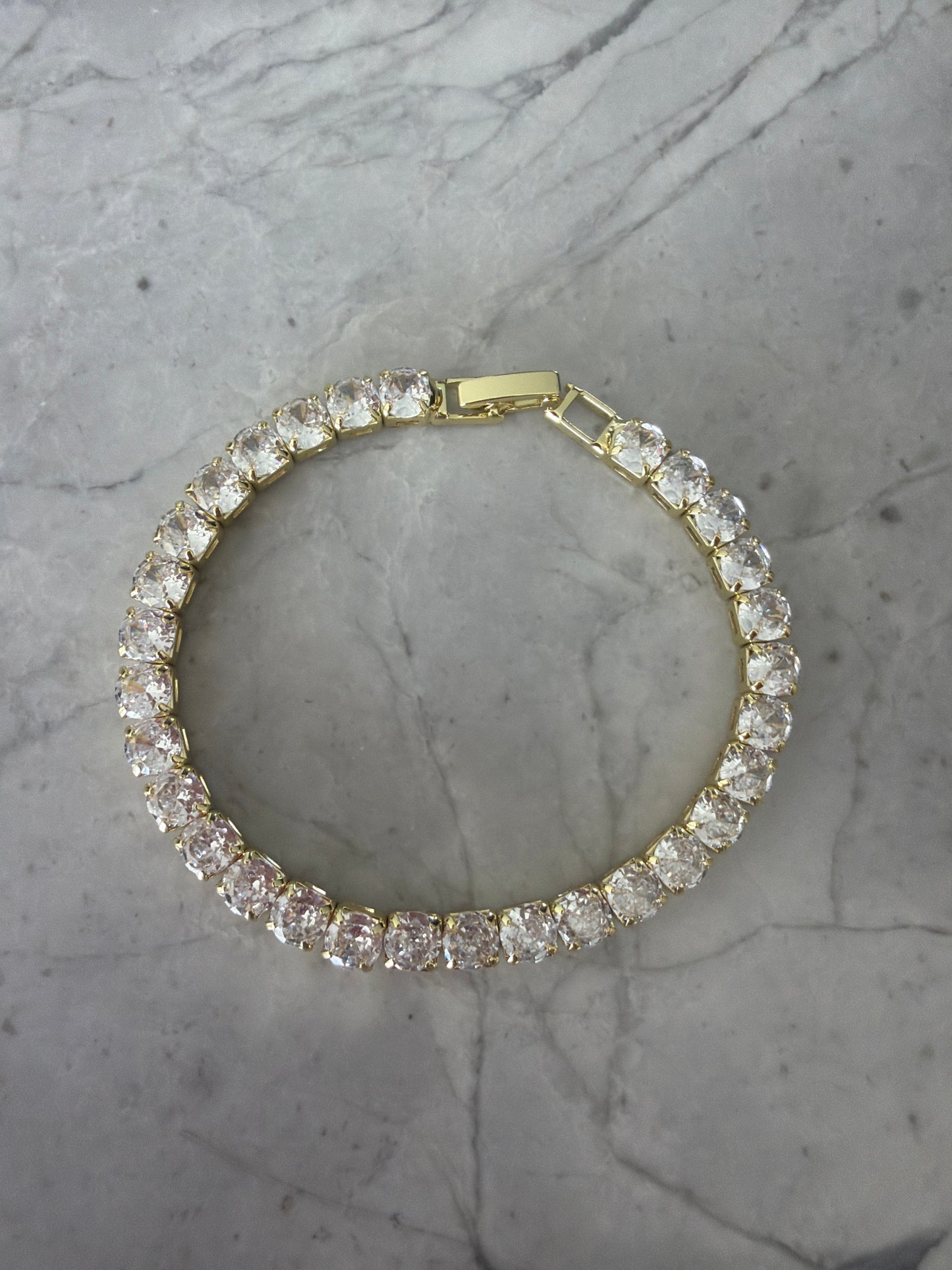 Large Spring Tennis Bracelet | 18k Gold-Coated