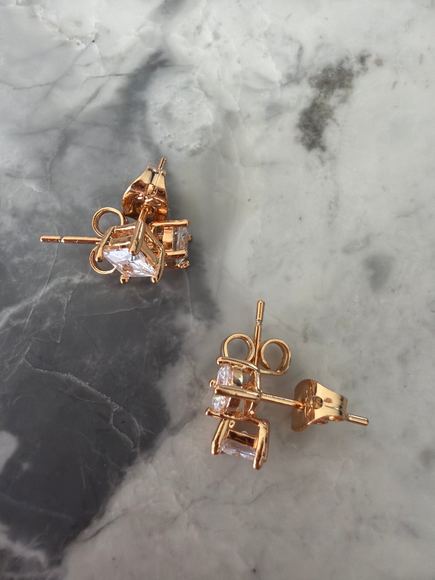 Small Rose Gold Everyday Studs (2 pairs - square and round versions) SAMPLE SALE