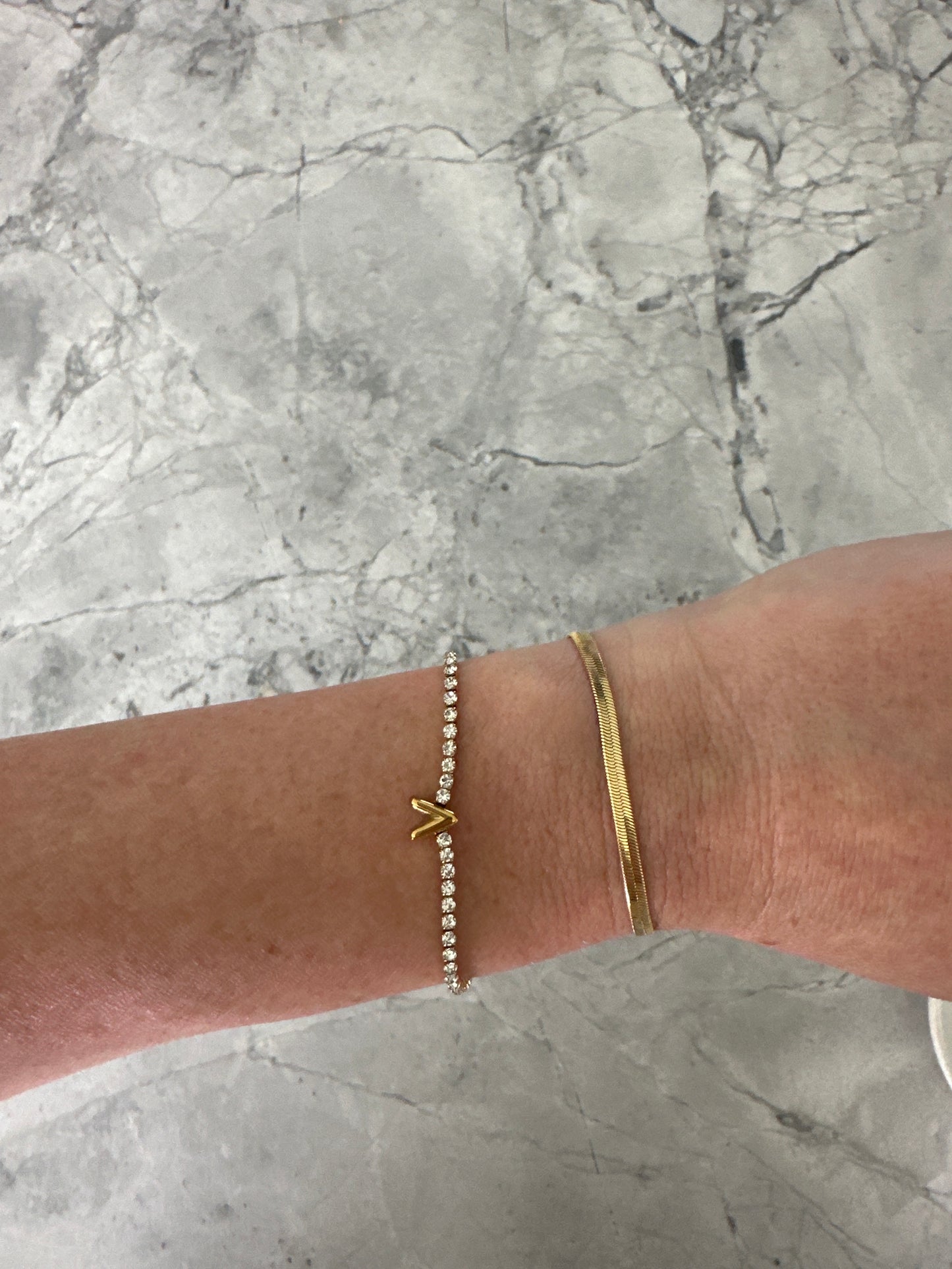 Custom Alphabet Zircon Micro-Letter Bracelet Gold (Archive Sale)