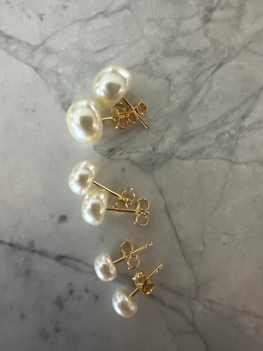 Half Pearl Statement Studs (set of 3)