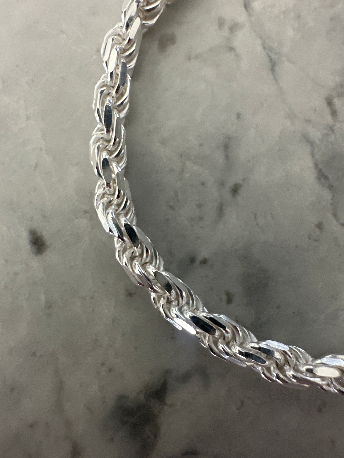 Chunky Rope Tie Chain Bracelet Silver