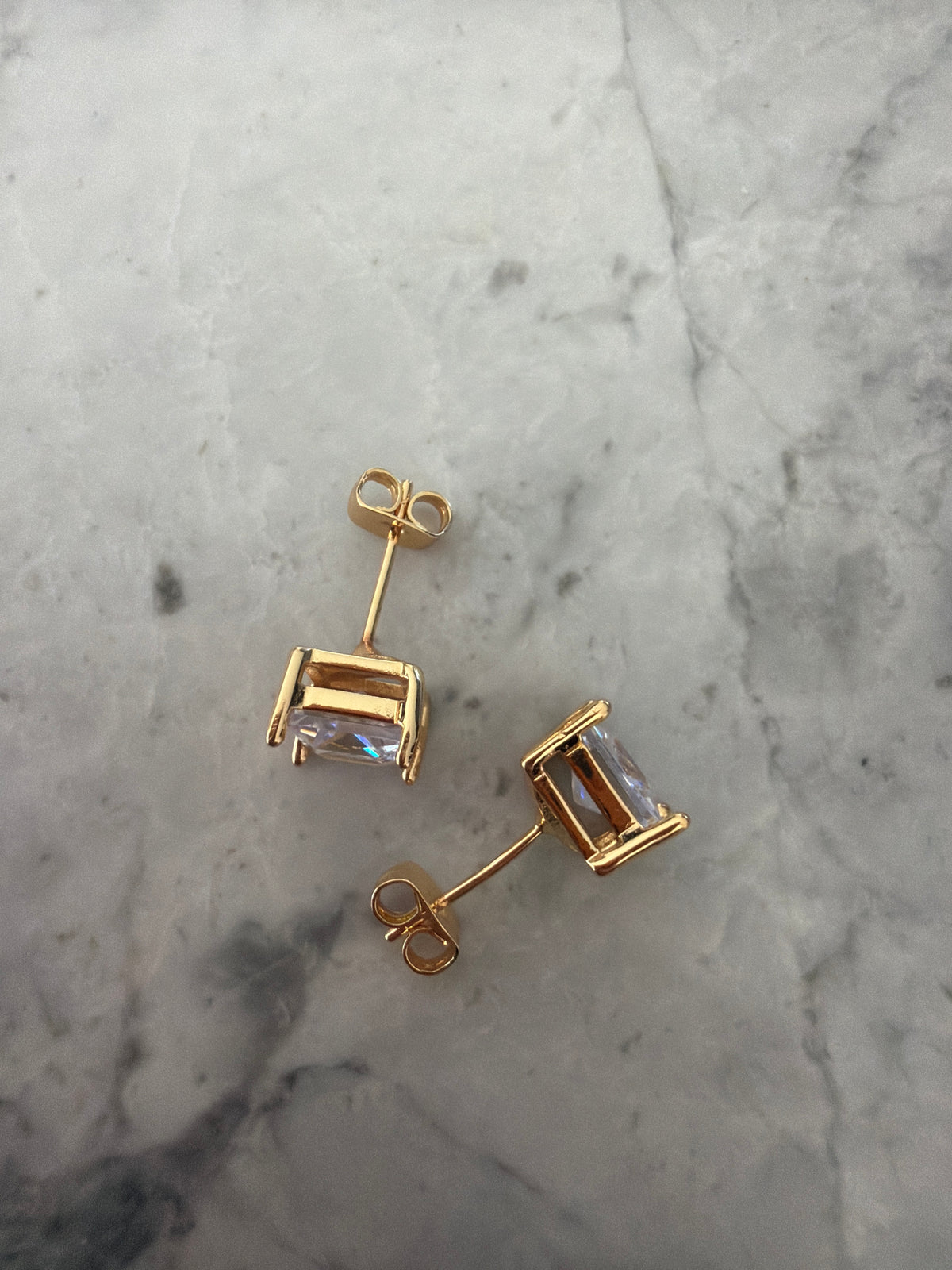 Diamond Shaped Zircon Studs - 18k Gold-Filled
