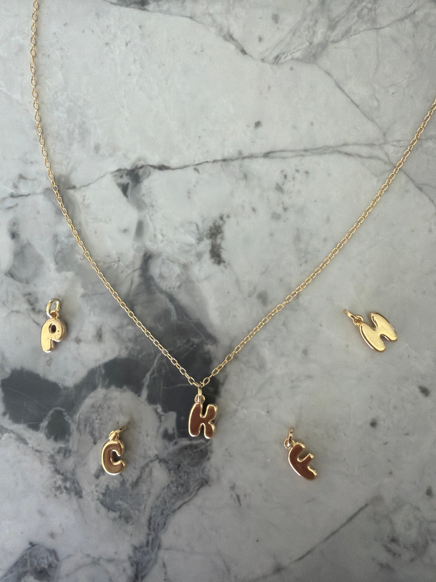 Brogan Bubble Letter Alphabet 18K Gold-Filled Necklace MAFS SALE