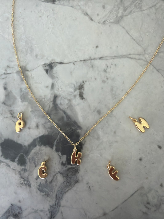 Brogan Bubble Letter Alphabet 18K Gold-Filled Necklace