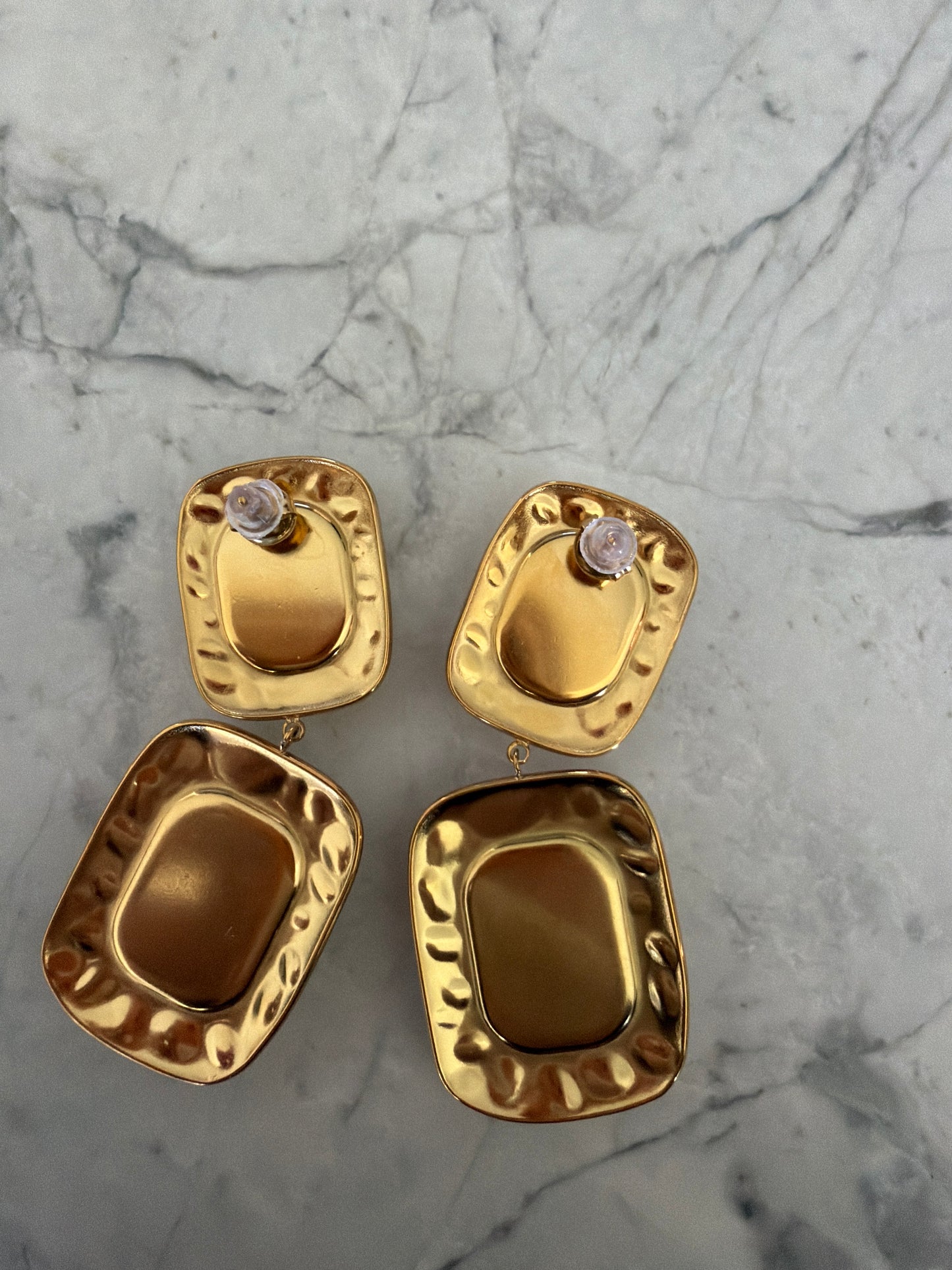 Statement Egyptian Goddess Rectangle Pearl Earrings Gold