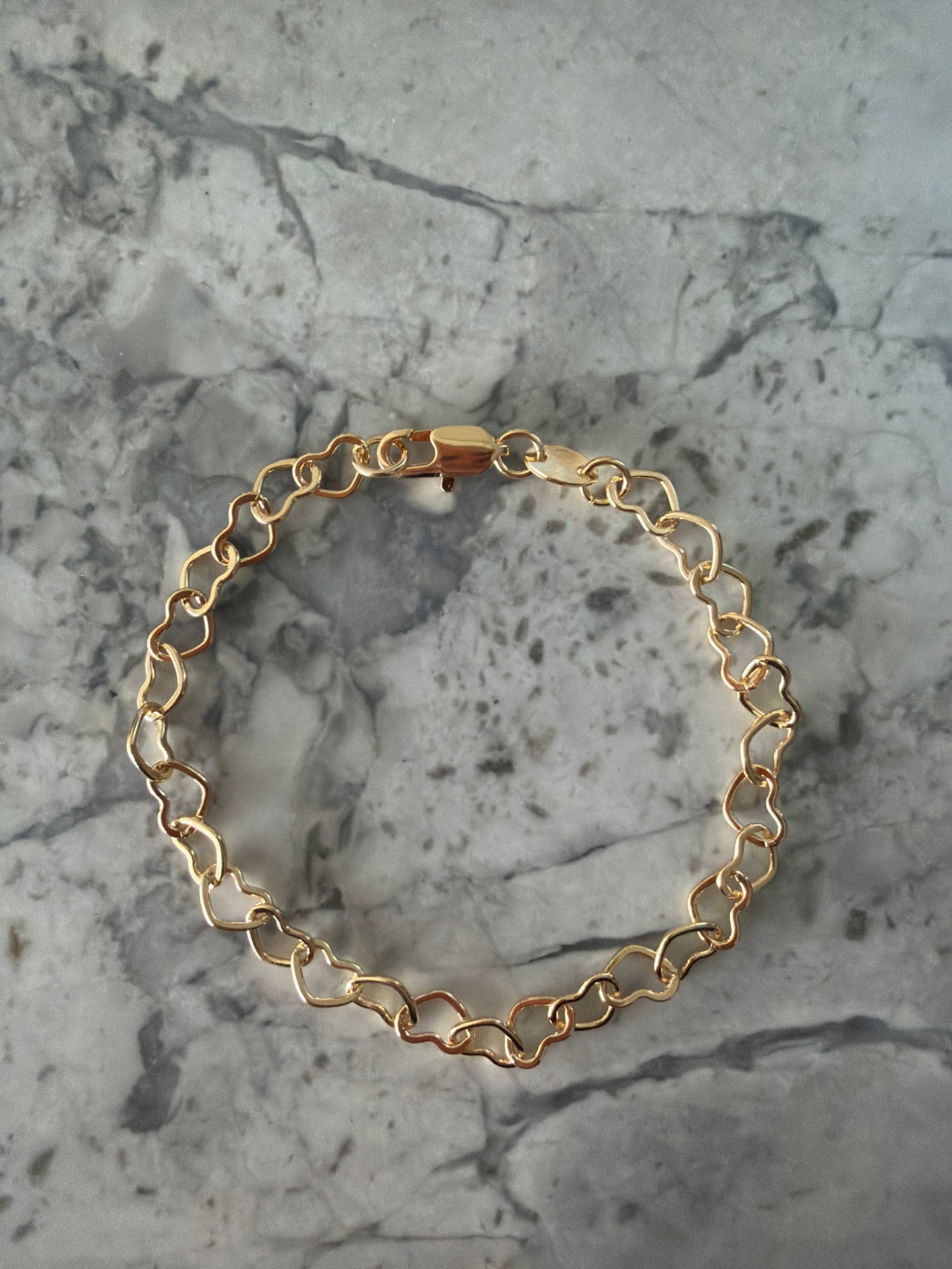 Heart Links Bracelet Gold Filled