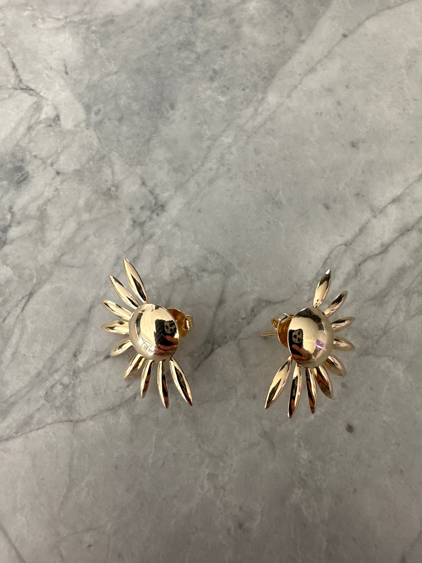 Statement Sunflower Stud Earrings Gold